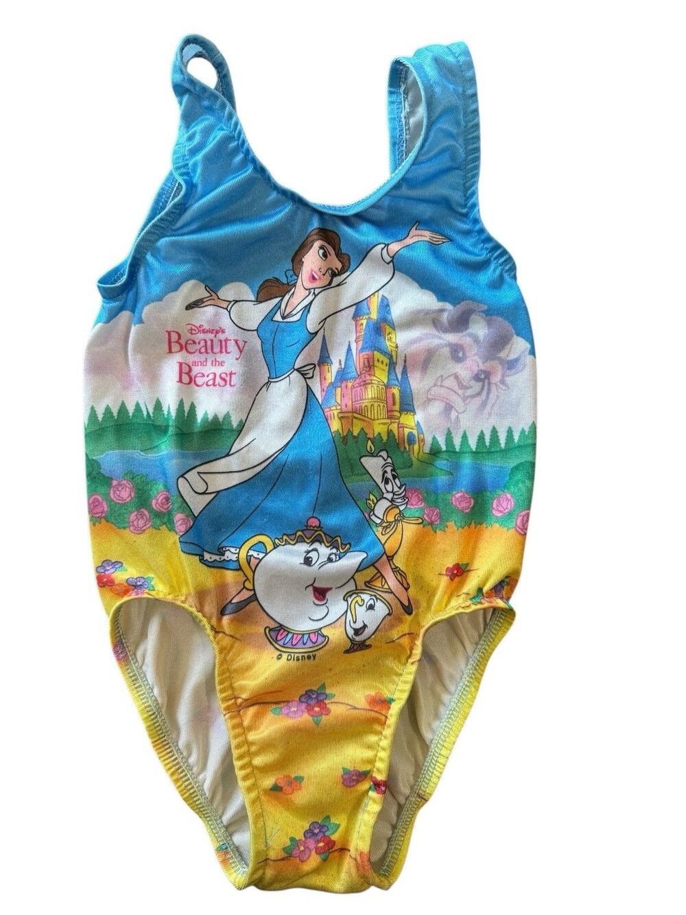 Vintage Disney Beauty & The Beast Belle Swimsuit Bathing Suit Toddler Union Made